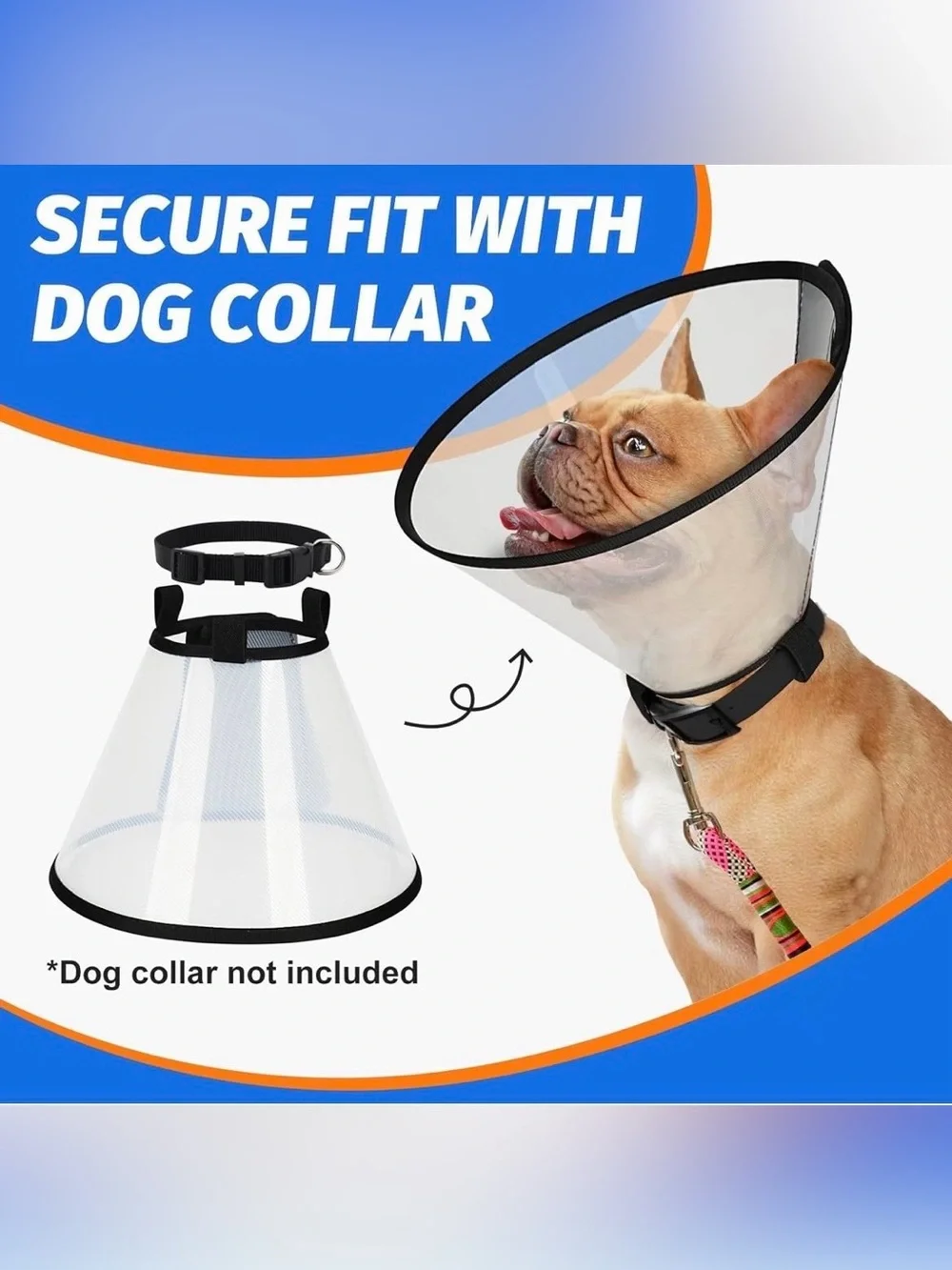 Supet Dog Cone Collar Adjustable After Surgery, Comfortable Pet Recovery Collar